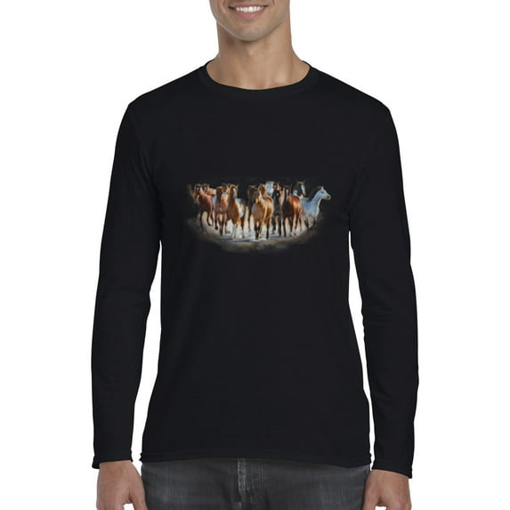 Artix - Mens Long Sleeve T-Shirts, up to Size 5XL - Horses Herd