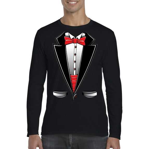 Artix - Mens Long Sleeve T-Shirts, up to Size 5XL - Tuxedo Prom Costume