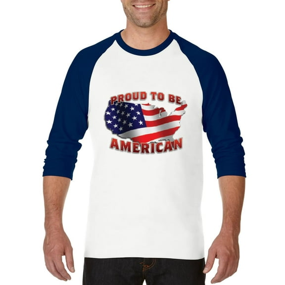 Artix - Mens Raglan Sleeve Baseball T-Shirts - American Proud To Be US Flag
