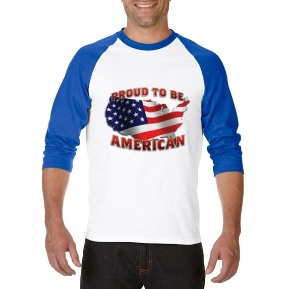 Artix - Mens Raglan Sleeve Baseball T-Shirts - American Proud To Be US Flag