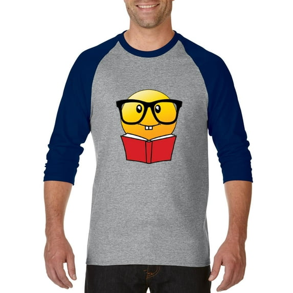 Artix - Mens Raglan Sleeve Baseball T-Shirts - Bookworm Reading Book