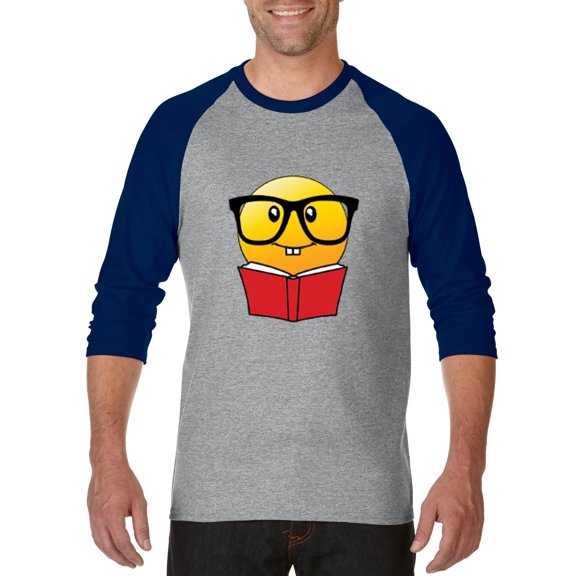 Artix - Mens Raglan Sleeve Baseball T-Shirts - Bookworm Reading Book