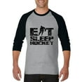 thumbnail image 1 of Artix - Mens Raglan Sleeve Baseball T-Shirts - Eat Sleep Hockey, 1 of 5