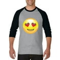 thumbnail image 1 of Artix - Mens Raglan Sleeve Baseball T-Shirts - Emoji Heart-Shaped Eyes, 1 of 5