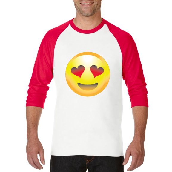 Artix - Mens Raglan Sleeve Baseball T-Shirts - Emoji Heart-Shaped Eyes