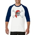 thumbnail image 1 of Artix - Mens Raglan Sleeve Baseball T-Shirts - Jolly Roger Skull & Crossbones, 1 of 5