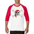 thumbnail image 1 of Artix - Mens Raglan Sleeve Baseball T-Shirts - Jolly Roger Skull & Crossbones, 1 of 5