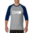 thumbnail image 1 of Artix - Mens Raglan Sleeve Baseball T-Shirts - Ohio Map, 1 of 5