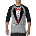 thumbnail image 1 of Artix - Mens Raglan Sleeve Baseball T-Shirts - Tuxedo Prom Costume, 1 of 5