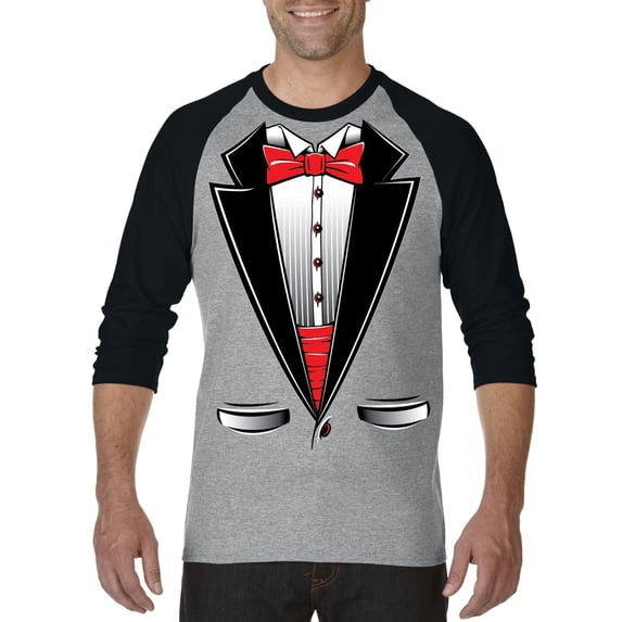 Artix - Mens Raglan Sleeve Baseball T-Shirts - Tuxedo Prom Costume