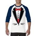 thumbnail image 1 of Artix - Mens Raglan Sleeve Baseball T-Shirts - Tuxedo Prom Costume, 1 of 5