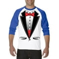 thumbnail image 1 of Artix - Mens Raglan Sleeve Baseball T-Shirts - Tuxedo Prom Costume, 1 of 5