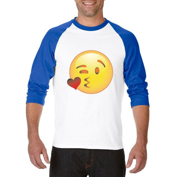 Artix - Mens Raglan Sleeve Baseball T-Shirts, up to Size 3XL - Emoji Winky Face