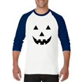 thumbnail image 1 of Artix - Mens Raglan Sleeve Baseball T-Shirts - Halloween Costume Pumpkin Face, 1 of 5