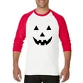 thumbnail image 1 of Artix - Mens Raglan Sleeve Baseball T-Shirts, up to Size 3XL - Halloween Costume Pumpkin Face, 1 of 4