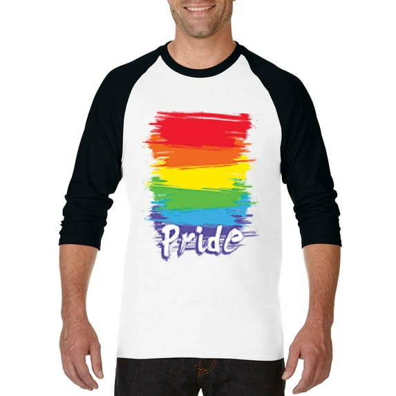 Artix - Mens Raglan Sleeve Baseball T-Shirts, up to Size 3XL - Rainbow Pride
