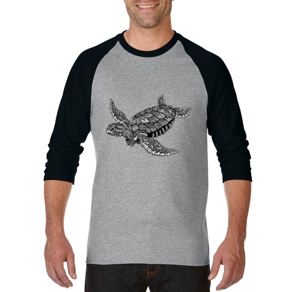 Artix - Mens Raglan Sleeve Baseball T-Shirts, up to Size 3XL - Sea Turtle Hawaii