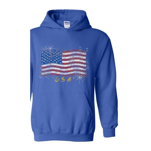 Artix - Mens Sweatshirts and Hoodies - American Flag USA in Gold
