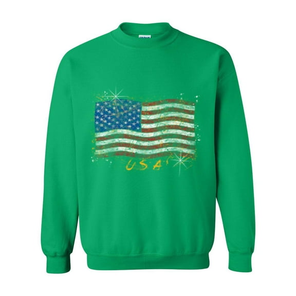 Artix - Mens Sweatshirts and Hoodies - American Flag USA in Gold