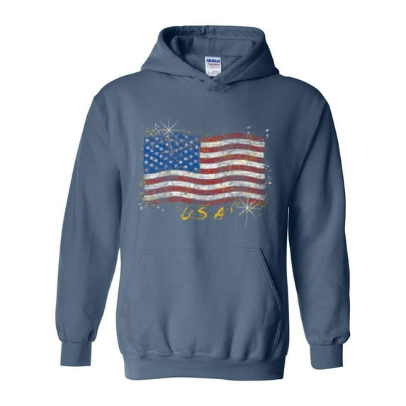 Artix - Mens Sweatshirts and Hoodies - American Flag USA in Gold
