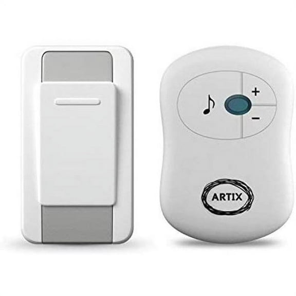 Artix Wireless Doorbell Waterproof, Operates at 100 Meters, Features 36 Chimes & Adjustable Volume, 1 Receiver & 1 Remote Push Button Transmitters
