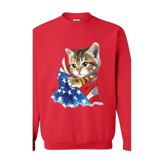 Artix - Women Sweatshirts and Hoodies, up to Size 5XL - American Flag 4th of July Kitty