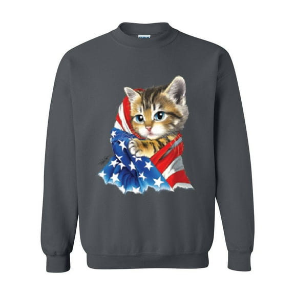 Artix - Women Sweatshirts and Hoodies, up to Size 5XL - American Flag 4th of July Kitty