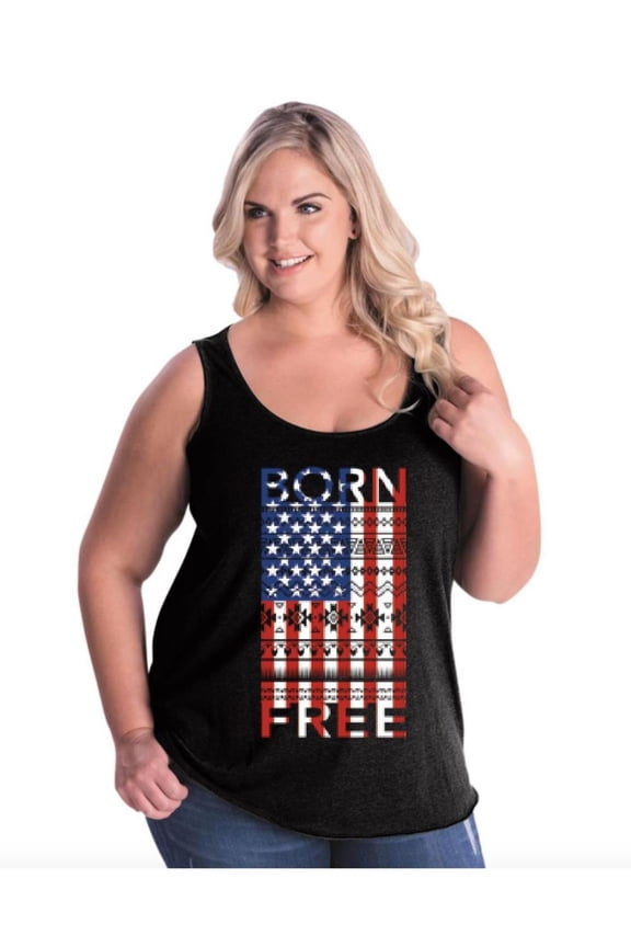 - Women's Plus Size Tank Top - American Flag 4th of July