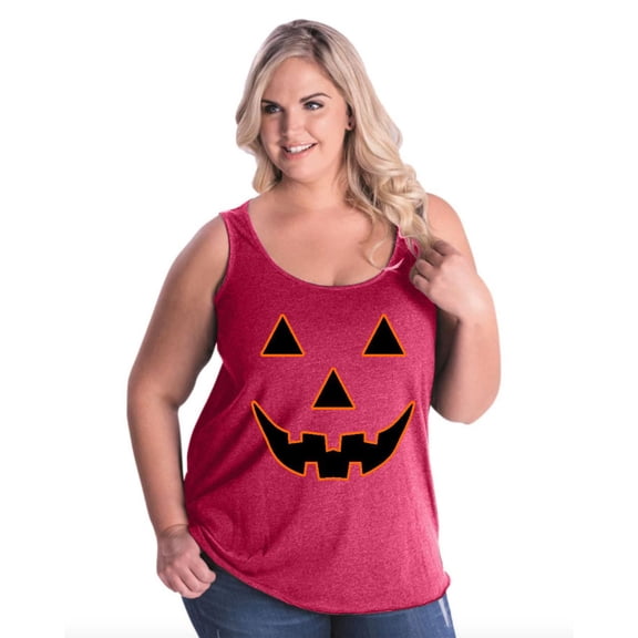 Artix - Women's Plus Size Tank Top - Halloween Costume Pumpkin Face