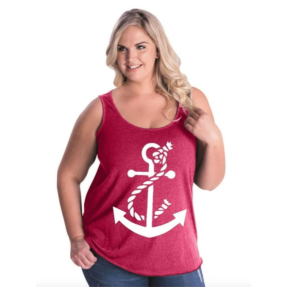 Artix - Women's Plus Size Tank Top - White Anchor