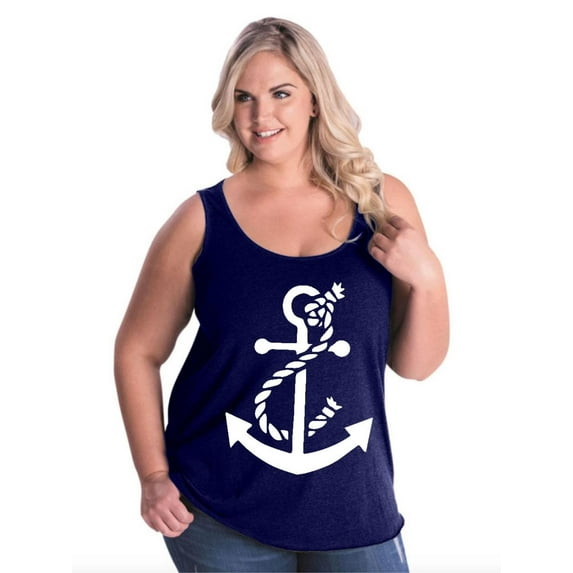 Artix - Women's Plus Size Tank Top - White Anchor