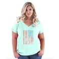thumbnail image 1 of Artix - Women's Plus Size V-neck T-Shirt - American Flag 4th of July, 1 of 3