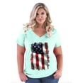 thumbnail image 1 of Artix - Women's Plus Size V-neck T-Shirt - American Flag 4th of July, 1 of 3