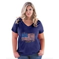 thumbnail image 1 of Artix - Women's Plus Size V-neck T-Shirt - American Flag USA in Gold, 1 of 3