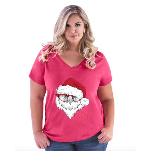 Artix - Women's Plus Size V-neck T-Shirt - Christmas Owl