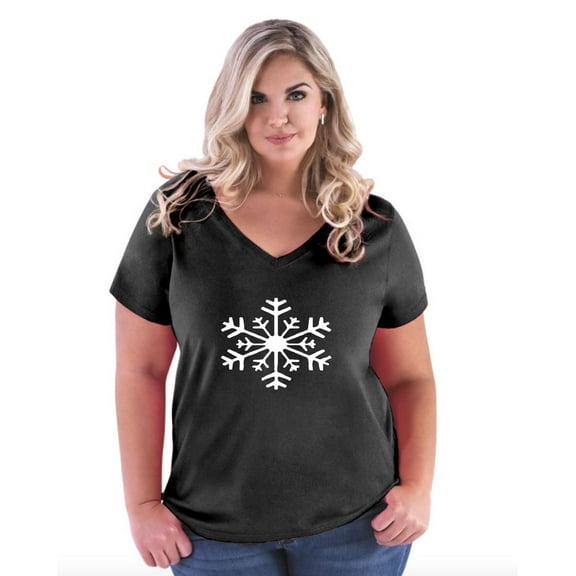 Artix - Women's Plus Size V-neck T-Shirt - Christmas Snowflake