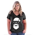 thumbnail image 1 of Artix - Women's Plus Size V-neck T-Shirt - Cool Santa Xmas Ugly Sweater, 1 of 3