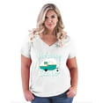 thumbnail image 1 of Artix - Women's Plus Size V-neck T-Shirt - ONE HAPPY CAMPER, 1 of 5