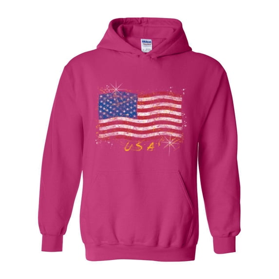 Artix - Women's Plus Sweatshirts and Hoodies - American Flag USA in Gold