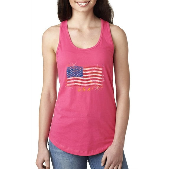 Artix - Women's Racerback Tank Top - American Flag USA in Gold