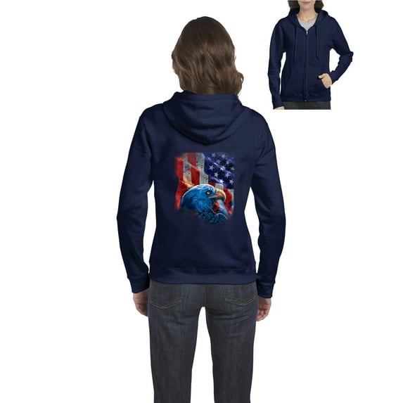 Artix - Women's Sweatshirt Full-Zip Pullover - American Flag 4th of July