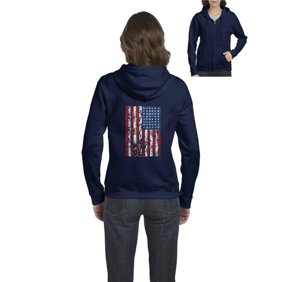 Artix - Women's Sweatshirt Full-Zip Pullover - American Flag 4th of July