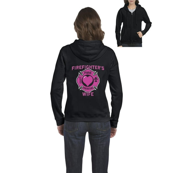 Artix - Women's Sweatshirt Full-Zip Pullover - Firefighter`s Wife