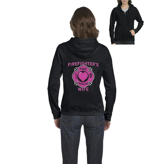 Artix - Women's Sweatshirt Full-Zip Pullover - Firefighter`s Wife
