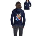 thumbnail image 1 of Artix - Women's Sweatshirt Full-Zip Pullover, up to Women Size 3XL - American Flag 4th of July Kitty, 1 of 5