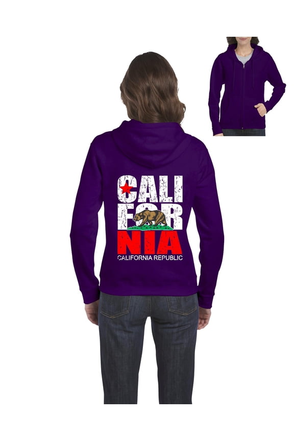 - Women's Sweatshirt Full-Zip Pullover, up to Women Size 3XL - California Cali