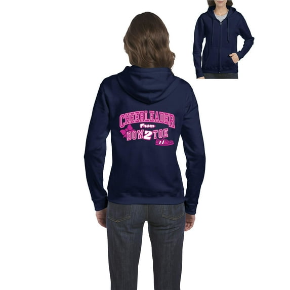 Artix - Women's Sweatshirt Full-Zip Pullover, up to Women Size 3XL - Cheerleader Bow 2 Toe