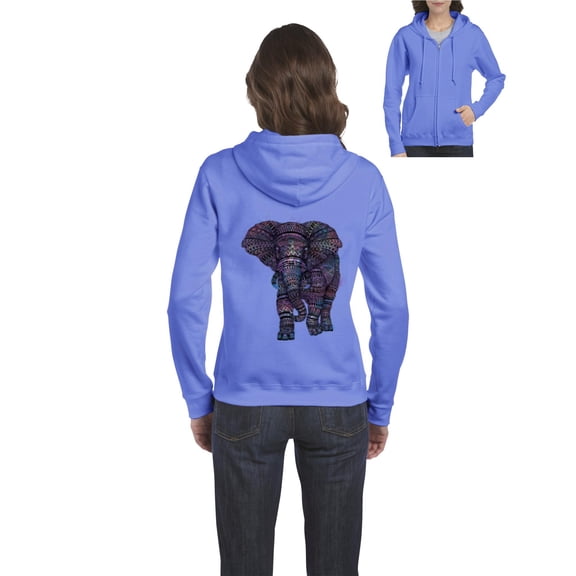 Artix - Women's Sweatshirt Full-Zip Pullover, up to Women Size 3XL - Elephant