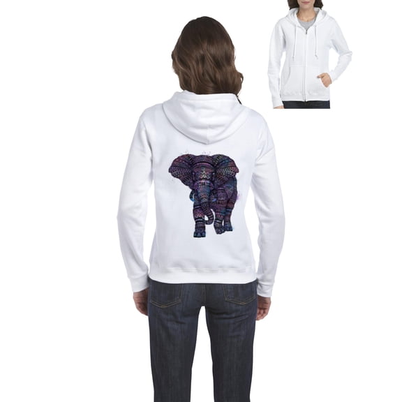 Artix - Women's Sweatshirt Full-Zip Pullover, up to Women Size 3XL - Elephant