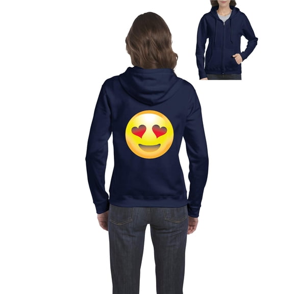 Artix - Women's Sweatshirt Full-Zip Pullover, up to Women Size 3XL - Emoji Heart-Shaped Eyes